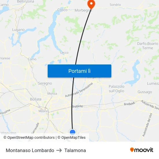 Montanaso Lombardo to Talamona map