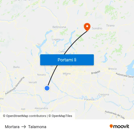 Mortara to Talamona map