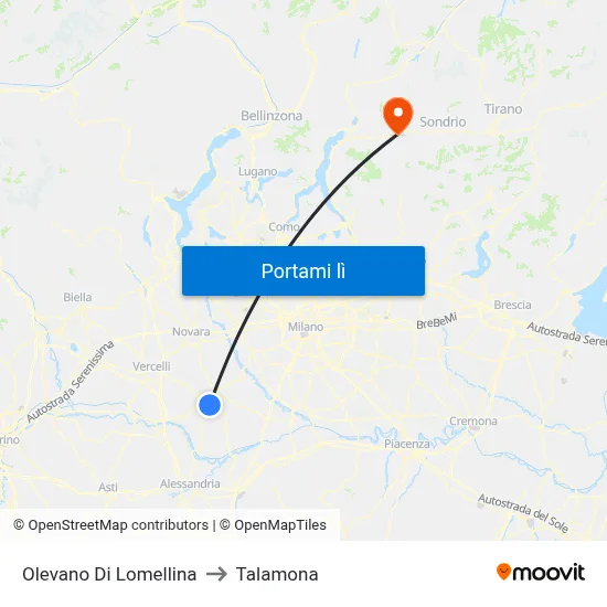 Olevano Di Lomellina to Talamona map