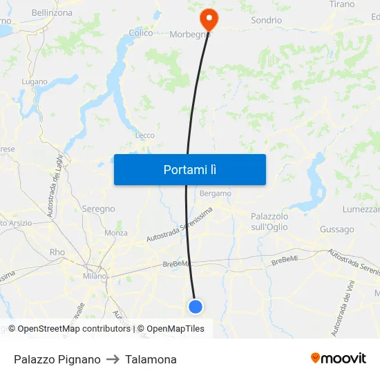 Palazzo Pignano to Talamona map