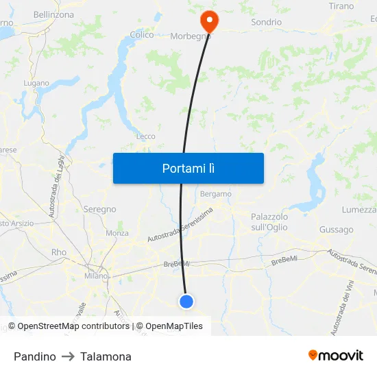 Pandino to Talamona map