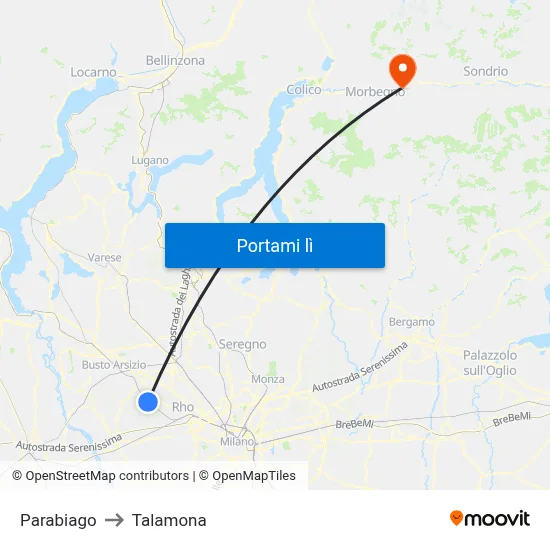 Parabiago to Talamona map
