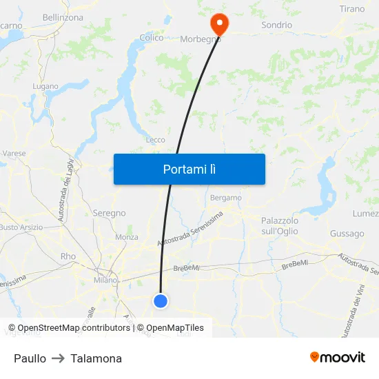 Paullo to Talamona map