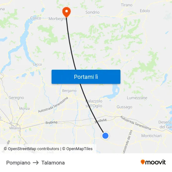 Pompiano to Talamona map