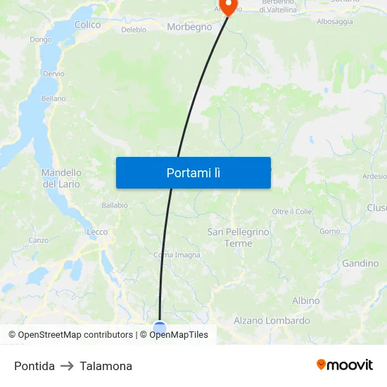 Pontida to Talamona map
