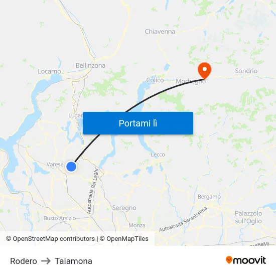 Rodero to Talamona map