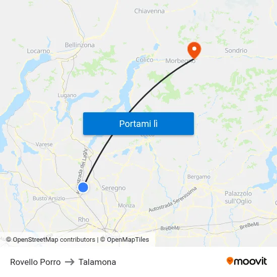 Rovello Porro to Talamona map