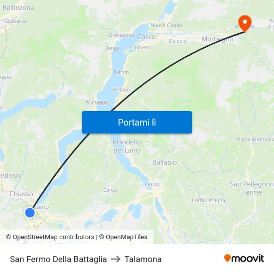 San Fermo Della Battaglia to Talamona map