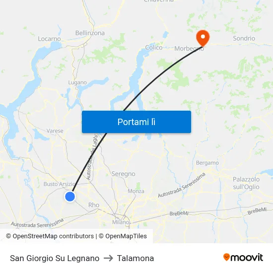 San Giorgio Su Legnano to Talamona map
