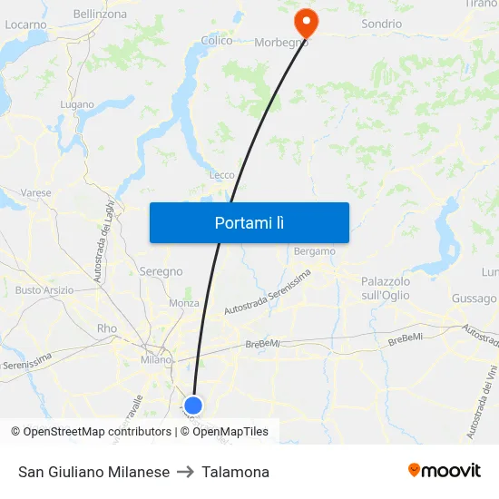 San Giuliano Milanese to Talamona map