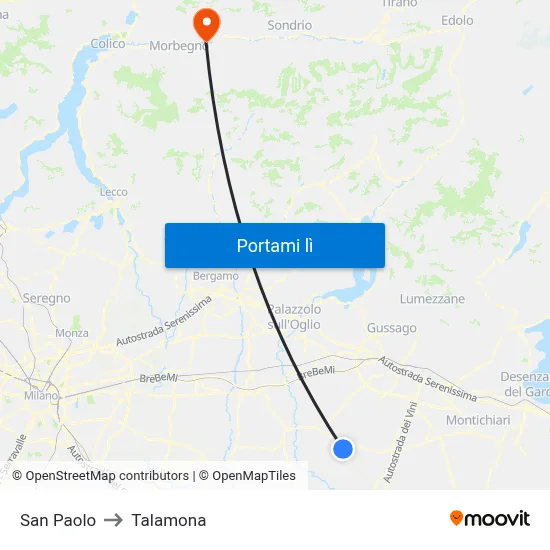 San Paolo to Talamona map