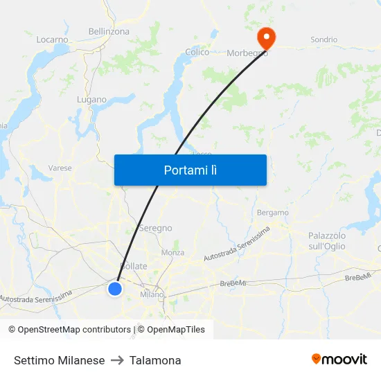 Settimo Milanese to Talamona map