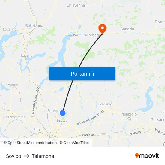 Sovico to Talamona map
