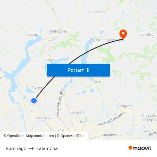 Sumirago to Talamona map