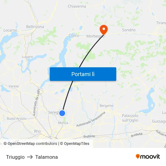Triuggio to Talamona map