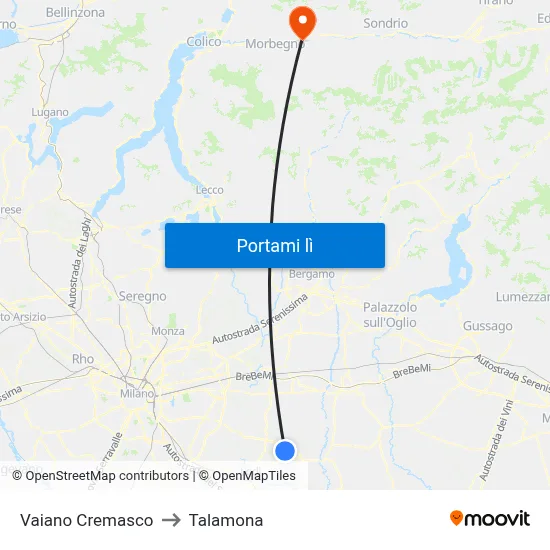 Vaiano Cremasco to Talamona map
