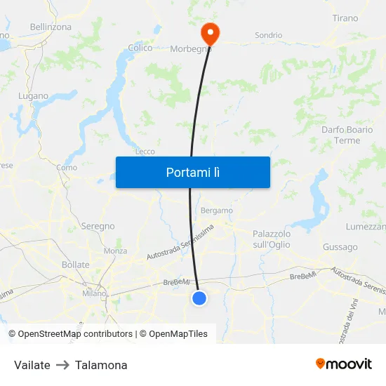 Vailate to Talamona map