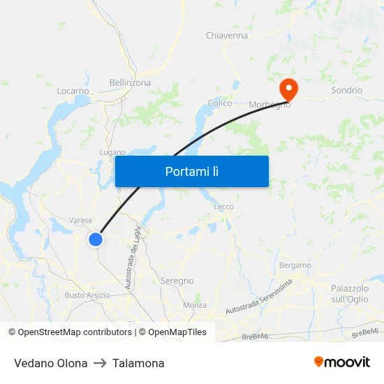 Vedano Olona to Talamona map