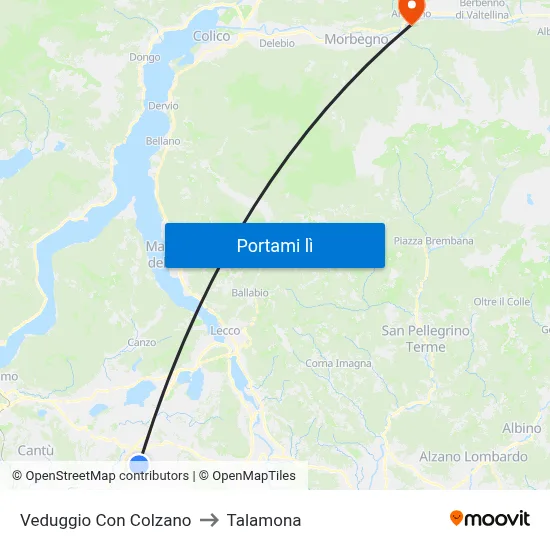 Veduggio Con Colzano to Talamona map