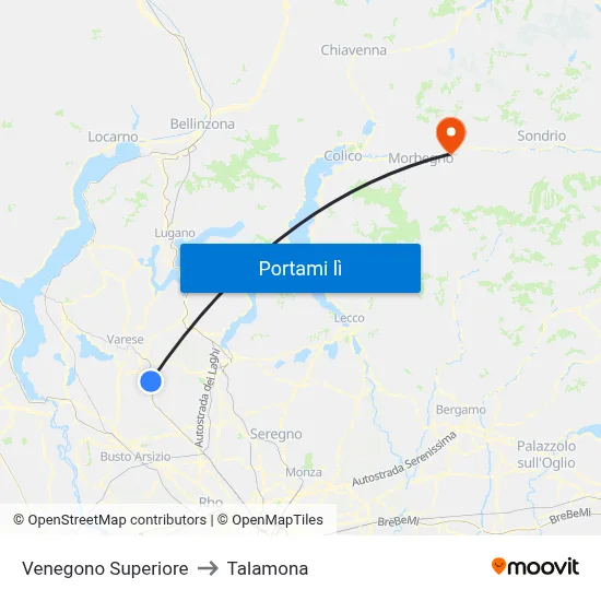 Venegono Superiore to Talamona map