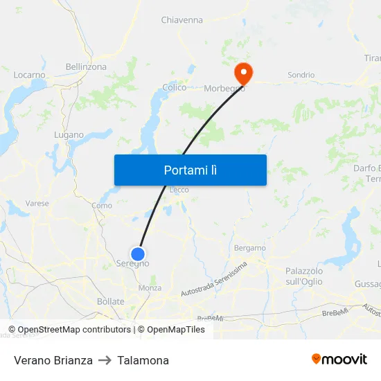 Verano Brianza to Talamona map