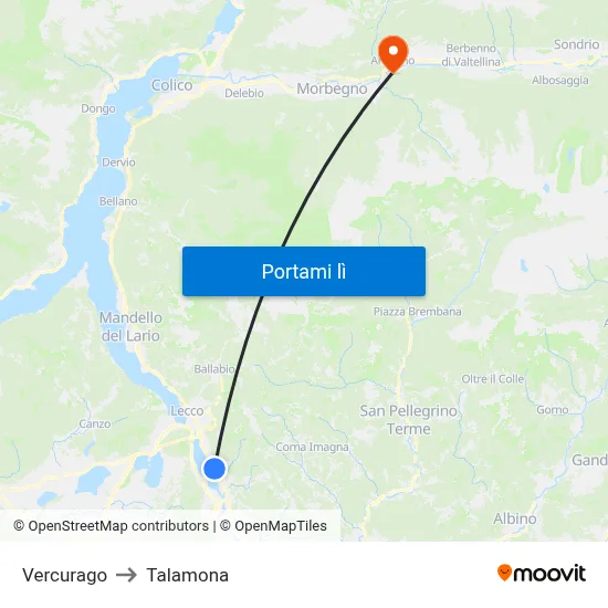 Vercurago to Talamona map