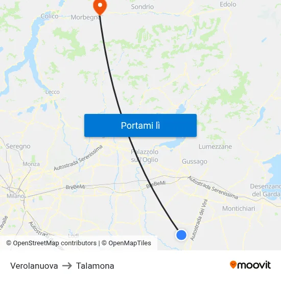 Verolanuova to Talamona map