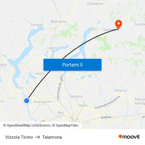 Vizzola Ticino to Talamona map