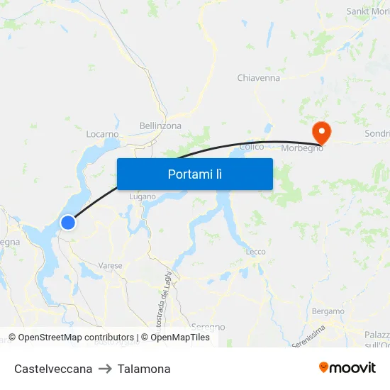 Castelveccana to Talamona map