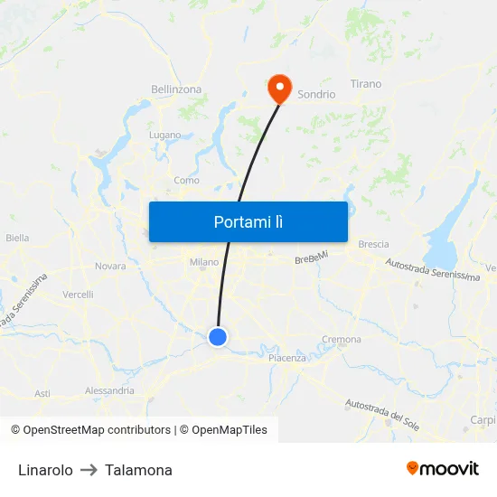 Linarolo to Talamona map