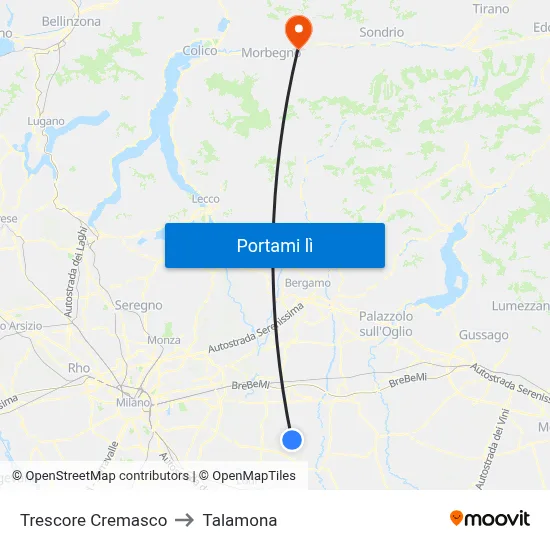 Trescore Cremasco to Talamona map