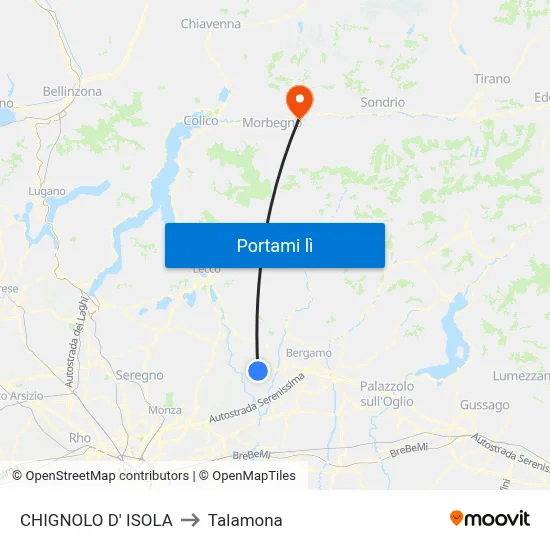 CHIGNOLO D' ISOLA to Talamona map