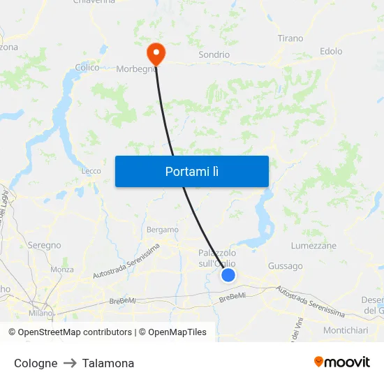Cologne to Talamona map