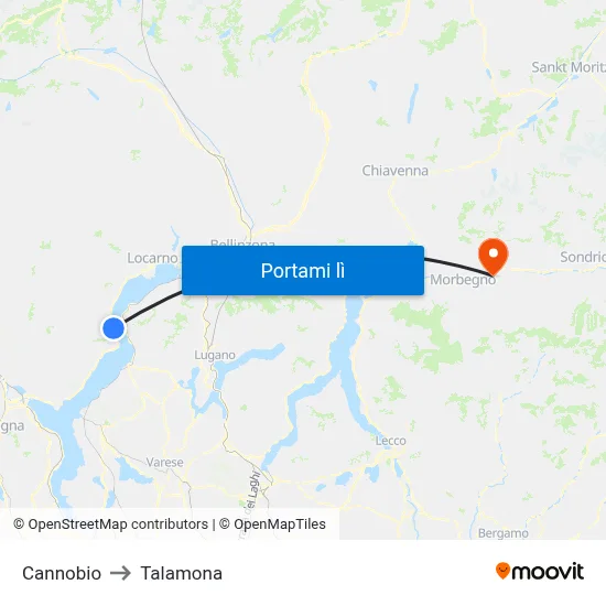 Cannobio to Talamona map