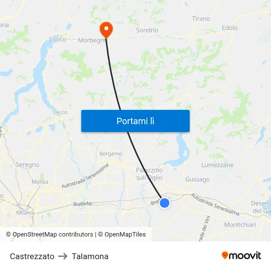 Castrezzato to Talamona map