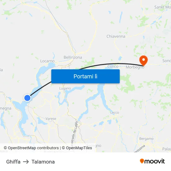 Ghiffa to Talamona map