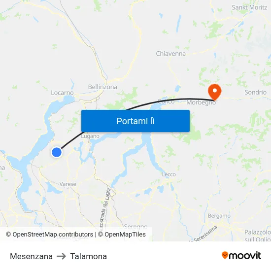 Mesenzana to Talamona map