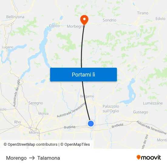 Morengo to Talamona map