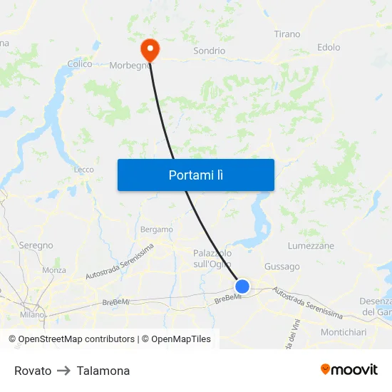 Rovato to Talamona map