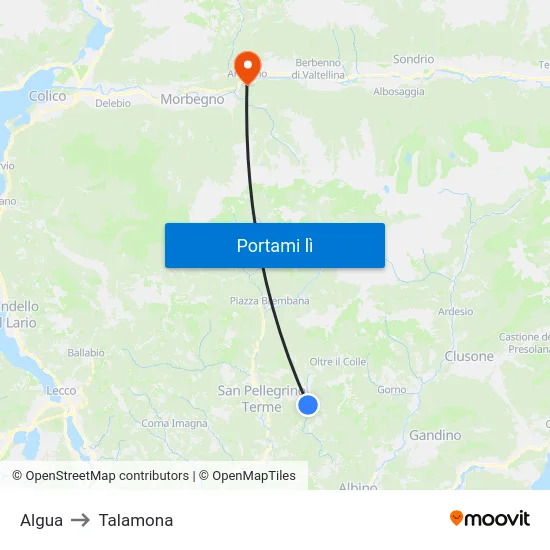 Algua to Talamona map