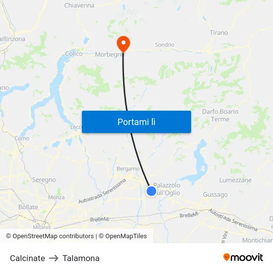 Calcinate to Talamona map