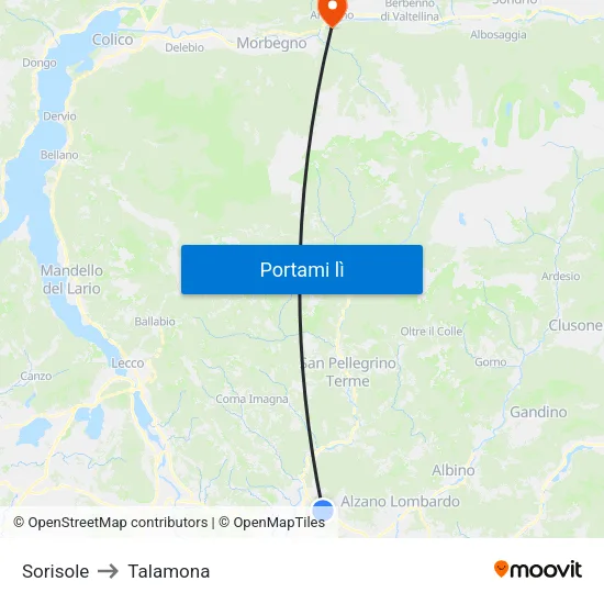 Sorisole to Talamona map