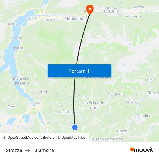 Strozza to Talamona map