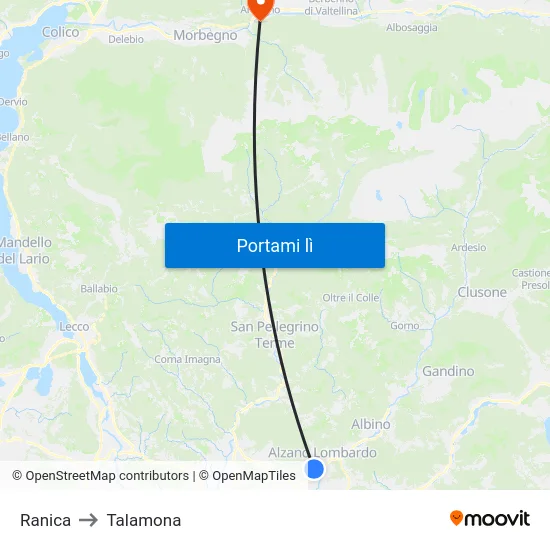 Ranica to Talamona map