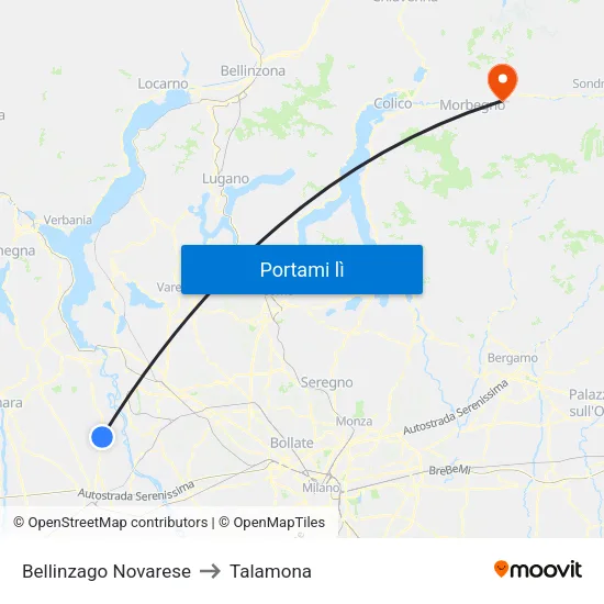 Bellinzago Novarese to Talamona map