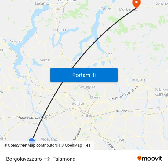 Borgolavezzaro to Talamona map