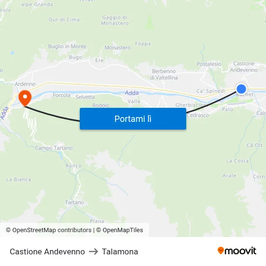 Castione Andevenno to Talamona map