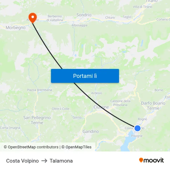 Costa Volpino to Talamona map