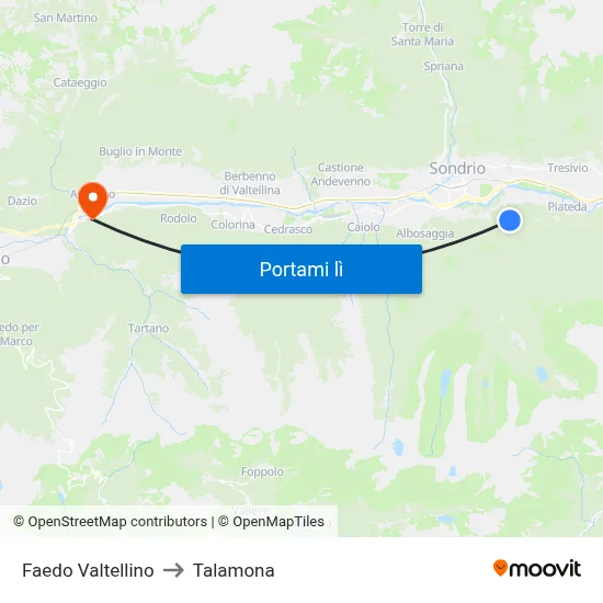 Faedo Valtellino to Talamona map