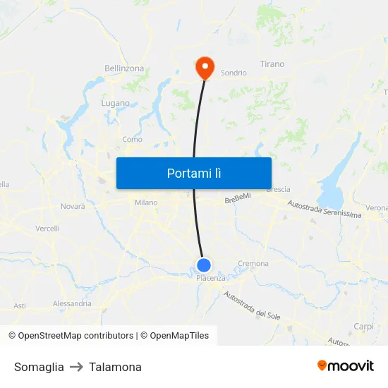 Somaglia to Talamona map
